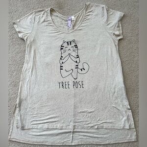 Alya Cat “tree pose” t-shirt. Size large.